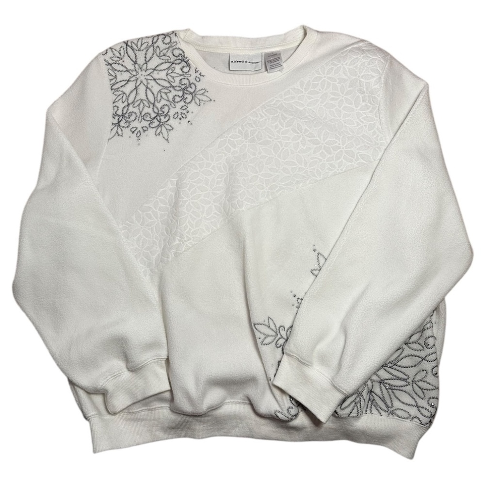 alfred dunner snowflake fleece crewneck pullover